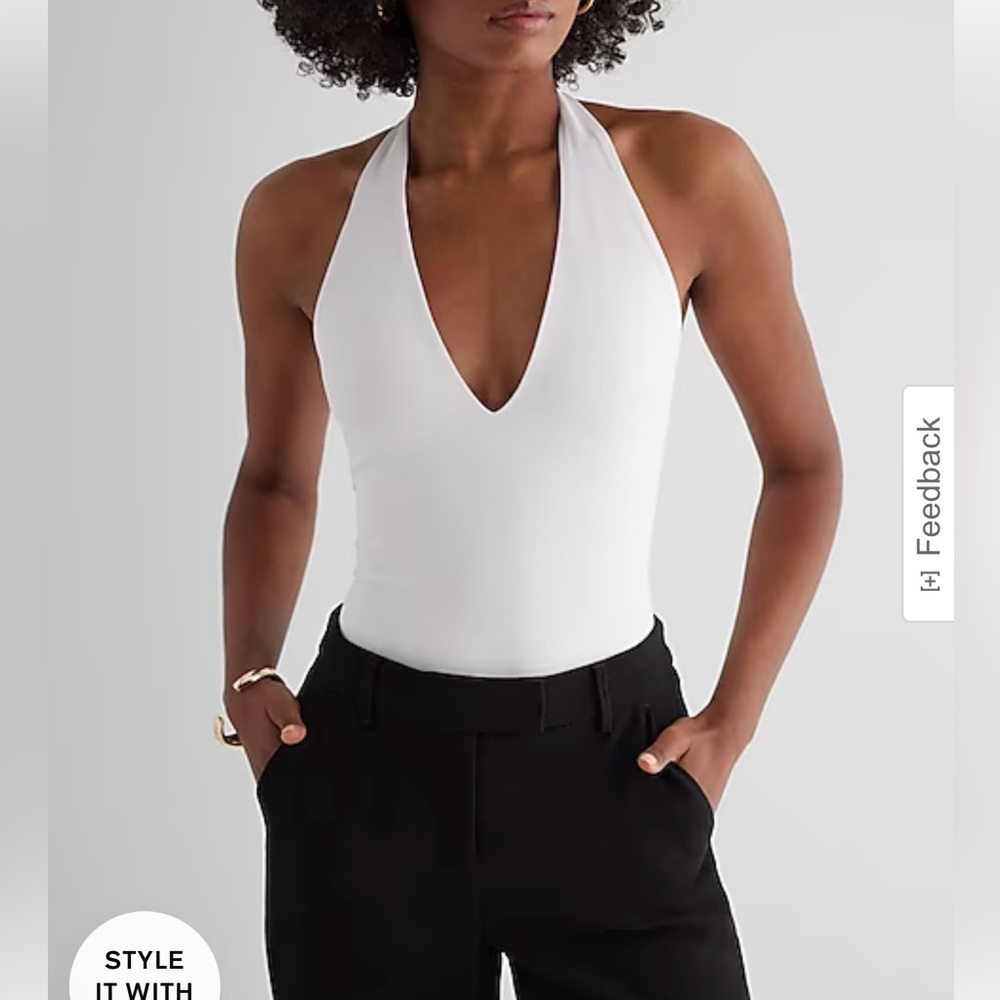 Body Contour High Compression Deep V-Neck Halter Bodysuit
